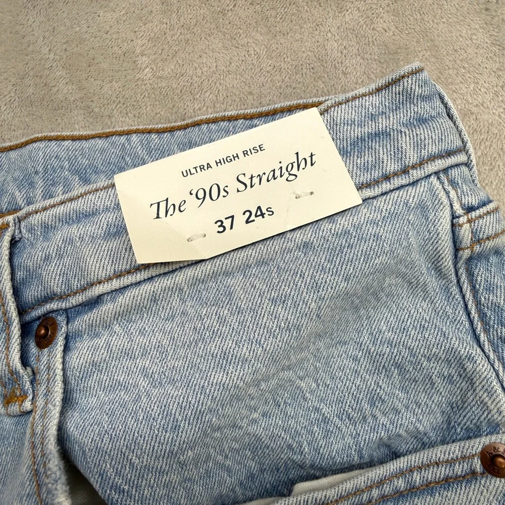 Abercrombie & Fitch The 90s Straight Jeans Womens 24 Short Light Wash Distressed